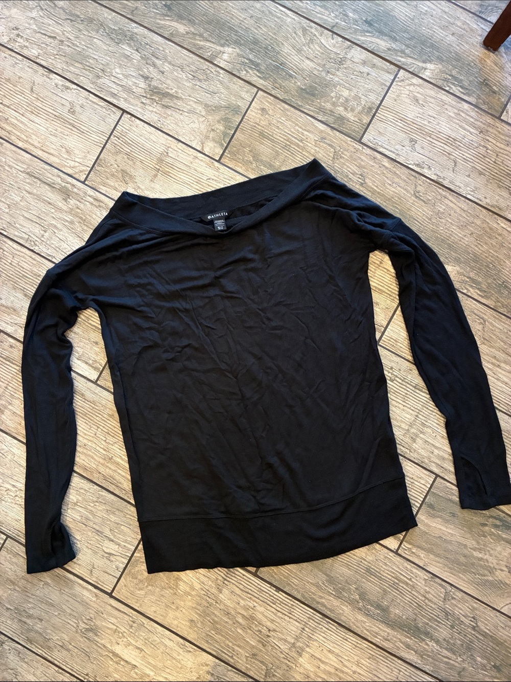 Athleta Black Off-Shoulder Long Sleeve Top Sz M